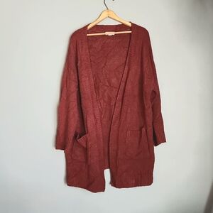 🛍️5/$20🛍️ Ava & Viv Open-Front Cardigan Sweater Maroon Burgundy 2X